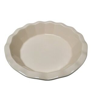 Emile Henry Williams Sonoma Pie Dish Sage Green Cream Excellent Ruffled 10.5"